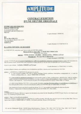 Contrato entre a Amplitude Publishing e José Mário Branco