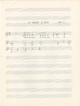 Partitura para voz 2 de harmonização vocal para a canção "La Marine à voile"