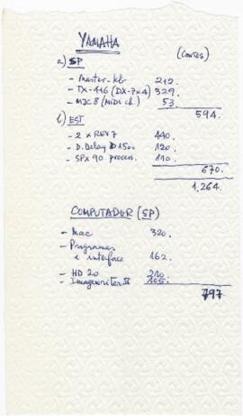 Lista de equipamento informático e musical