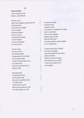 Letra da canção "Fado da Sina"